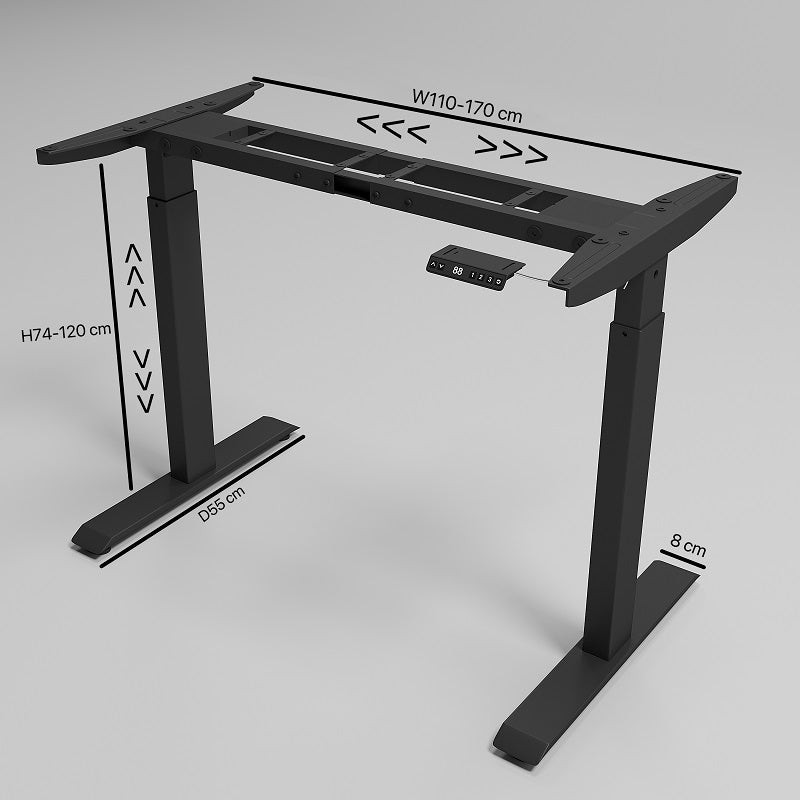 ERGONOMIC 160cm Dual Motor Electric Adjustable Height Sit-Stand Home/Office Desk - Walnut