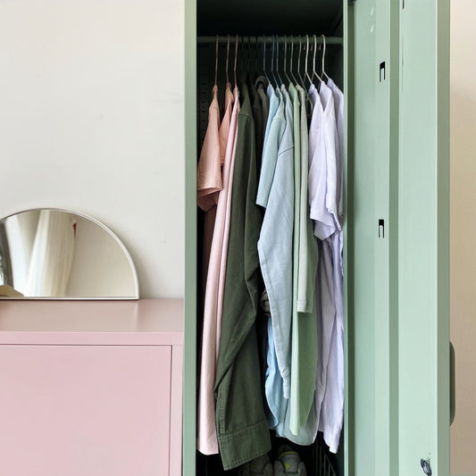 Steel Single Door Wardrobe Skinny Locker Storage Cabinet Cupboard - Matcha Green