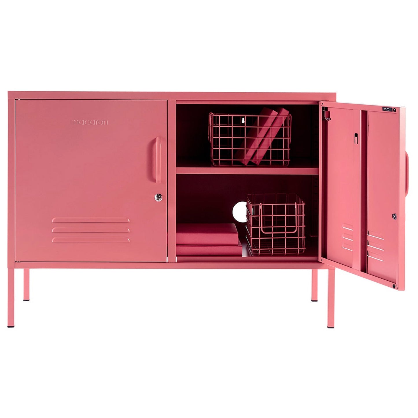 Steel Swing Door TV Stand Locker Lowdown Storage Cabinet Cupboard - Raspberry Pink
