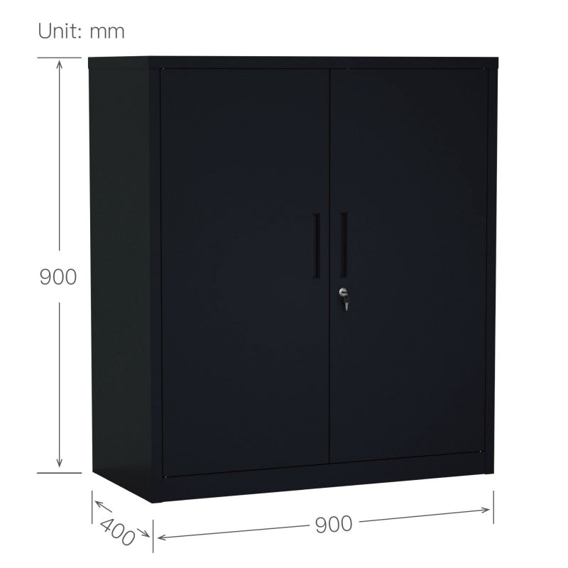 Steel Swing Door Small Size Filing Cabinet Storage Cupboard Locker - Black