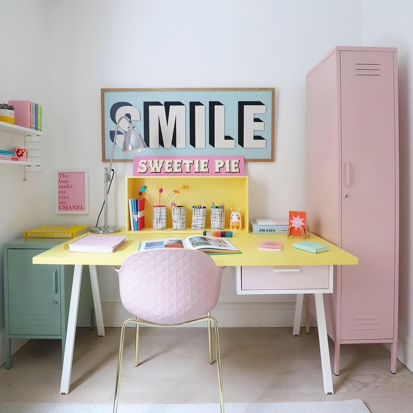 Steel Single Door Wardrobe Skinny Locker Storage Cabinet Cupboard - Peach Pink