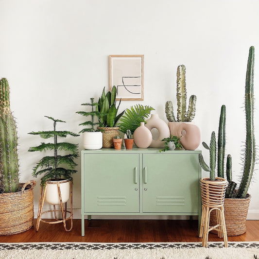 Steel Swing Door TV Stand Locker Lowdown Storage Cabinet Cupboard - Matcha Green