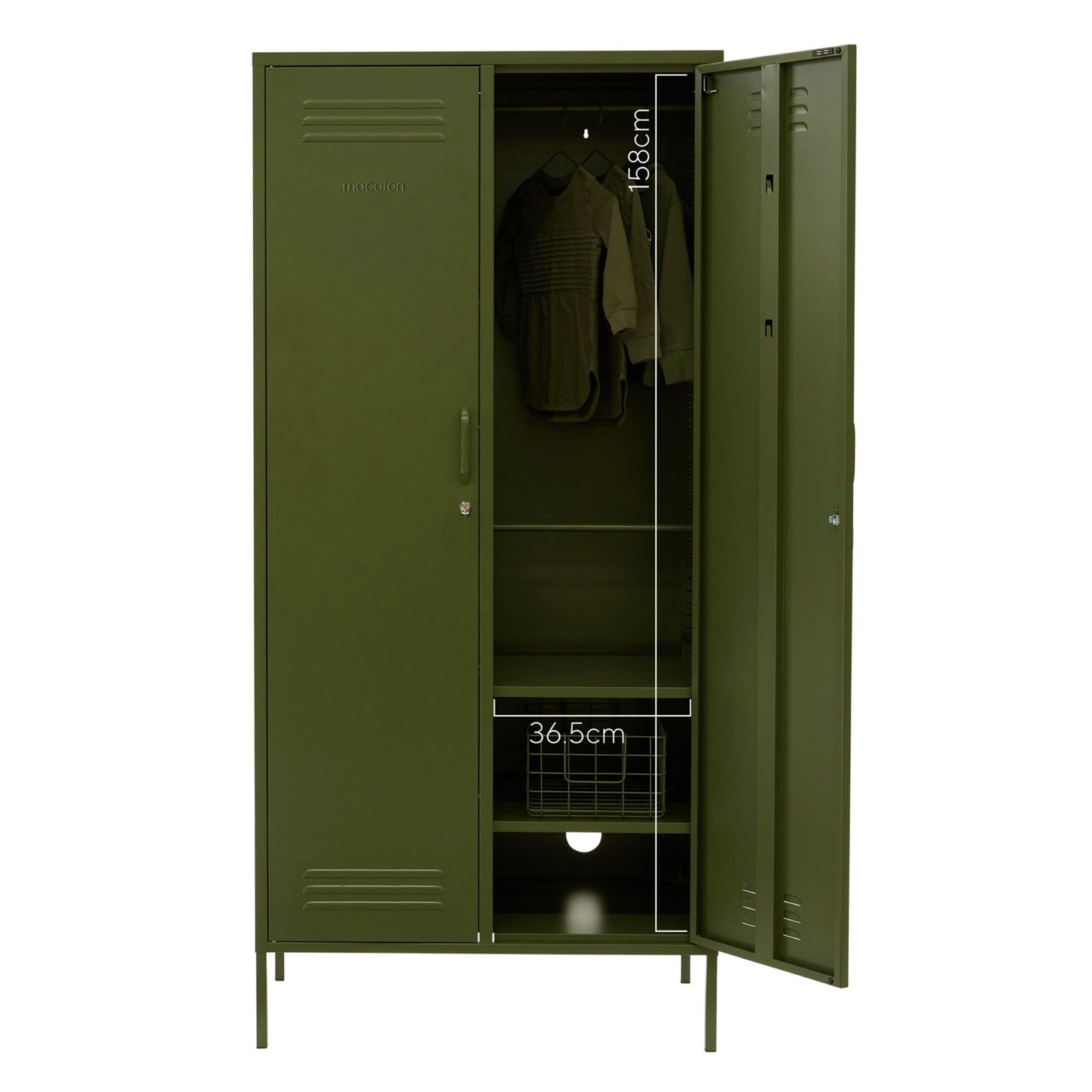 Steel Swing Door Wardrobe Twinny Locker Storage Cabinet Cupboard - Olive Green