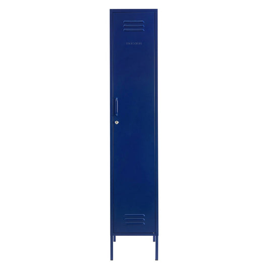 Steel Single Door Wardrobe Skinny Locker Storage Cabinet Cupboard - Navy Blue
