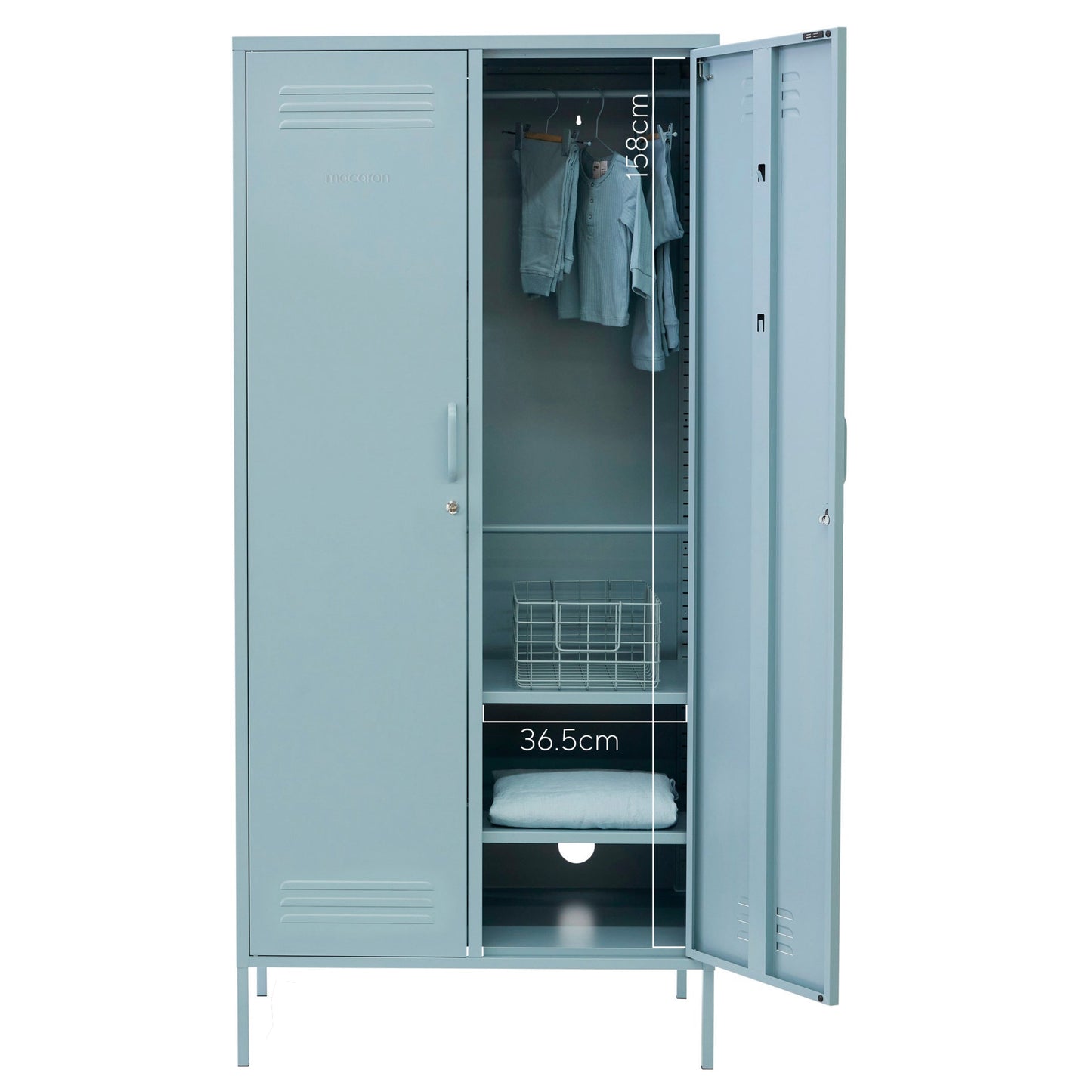 Steel Swing Door Wardrobe Twinny Locker Storage Cabinet Cupboard - Ocean Blue