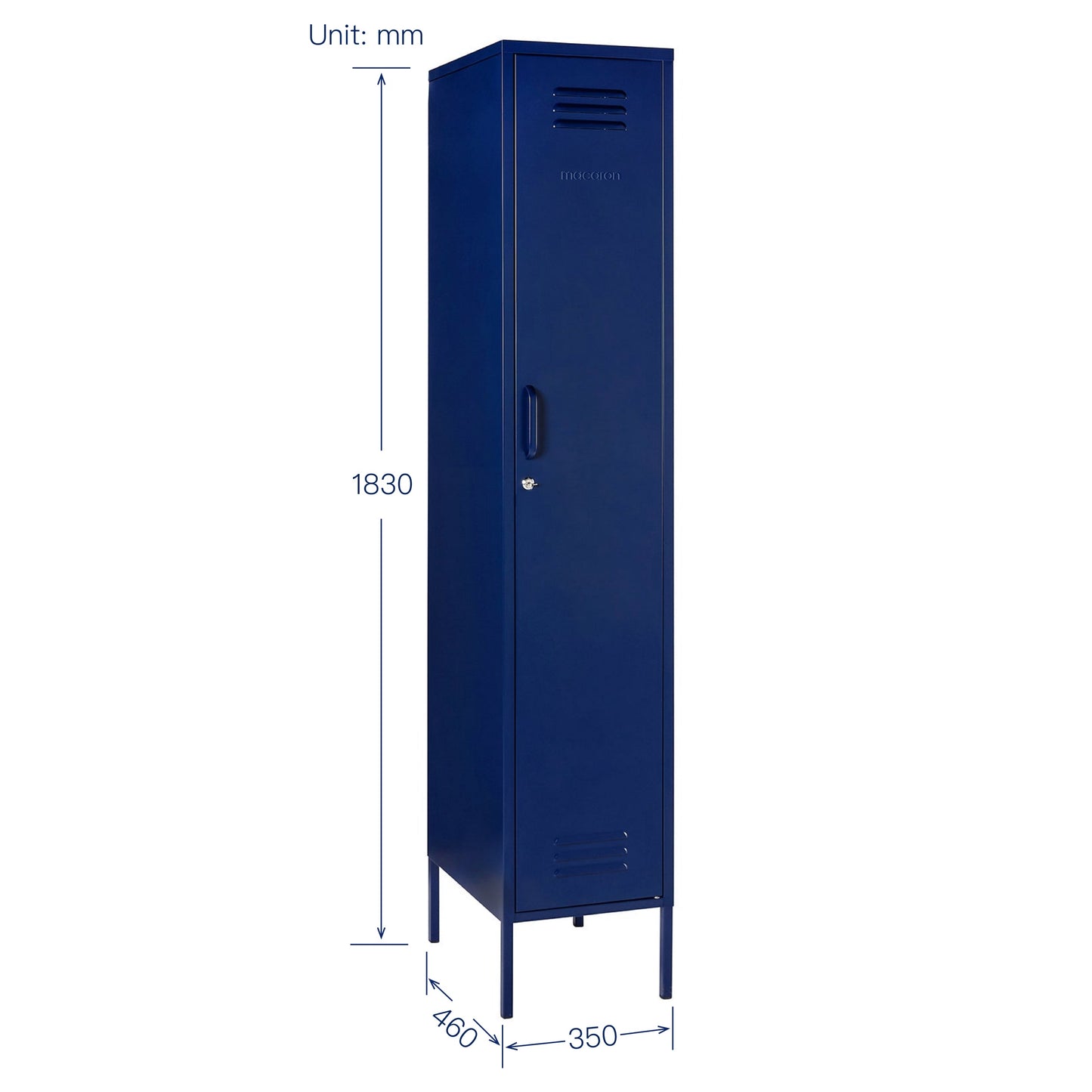 Steel Single Door Wardrobe Skinny Locker Storage Cabinet Cupboard - Navy Blue
