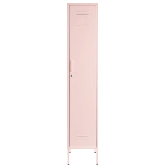 Steel Single Door Wardrobe Skinny Locker Storage Cabinet Cupboard - Peach Pink