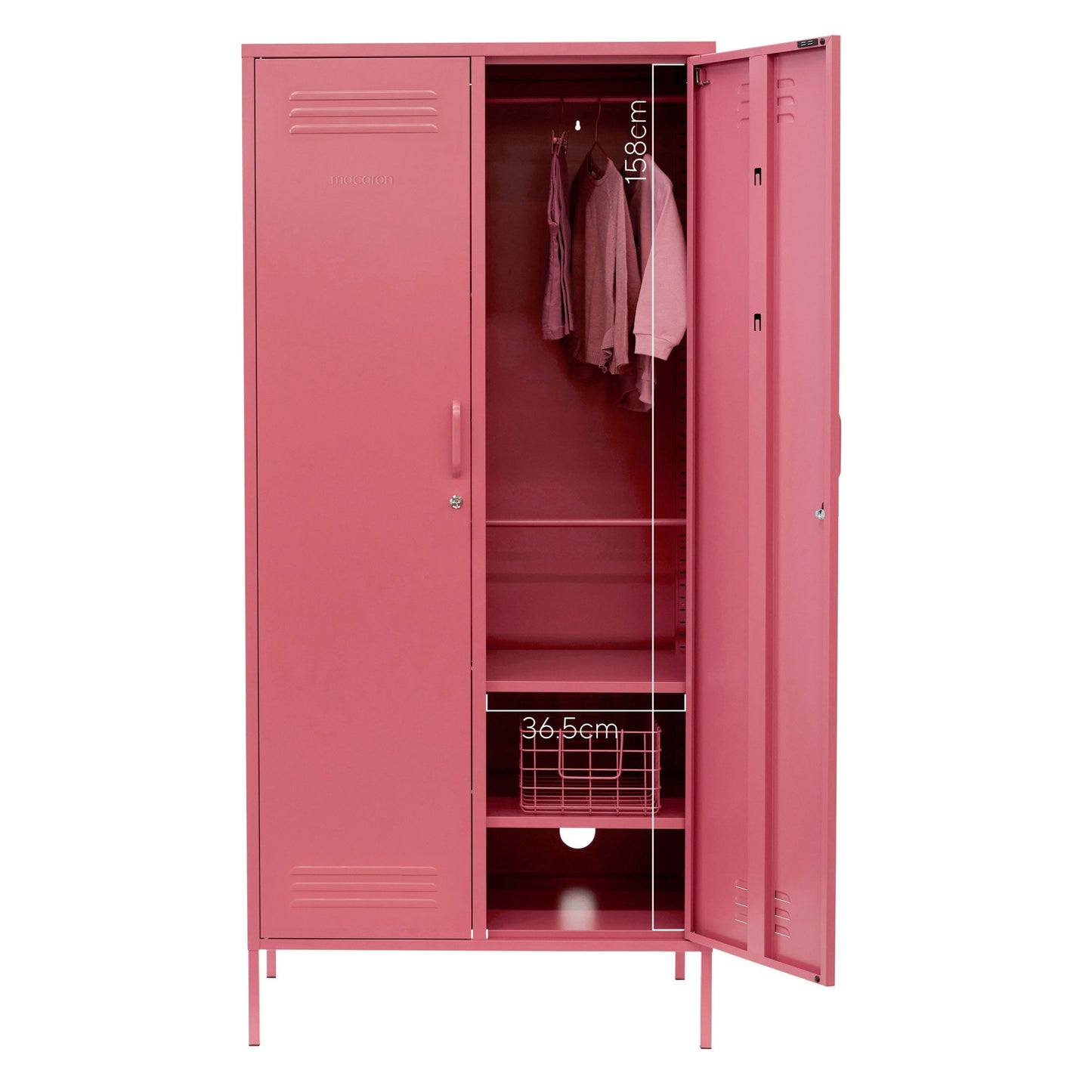 Steel Swing Door Wardrobe Twinny Locker Storage Cabinet Cupboard - Raspberry Pink