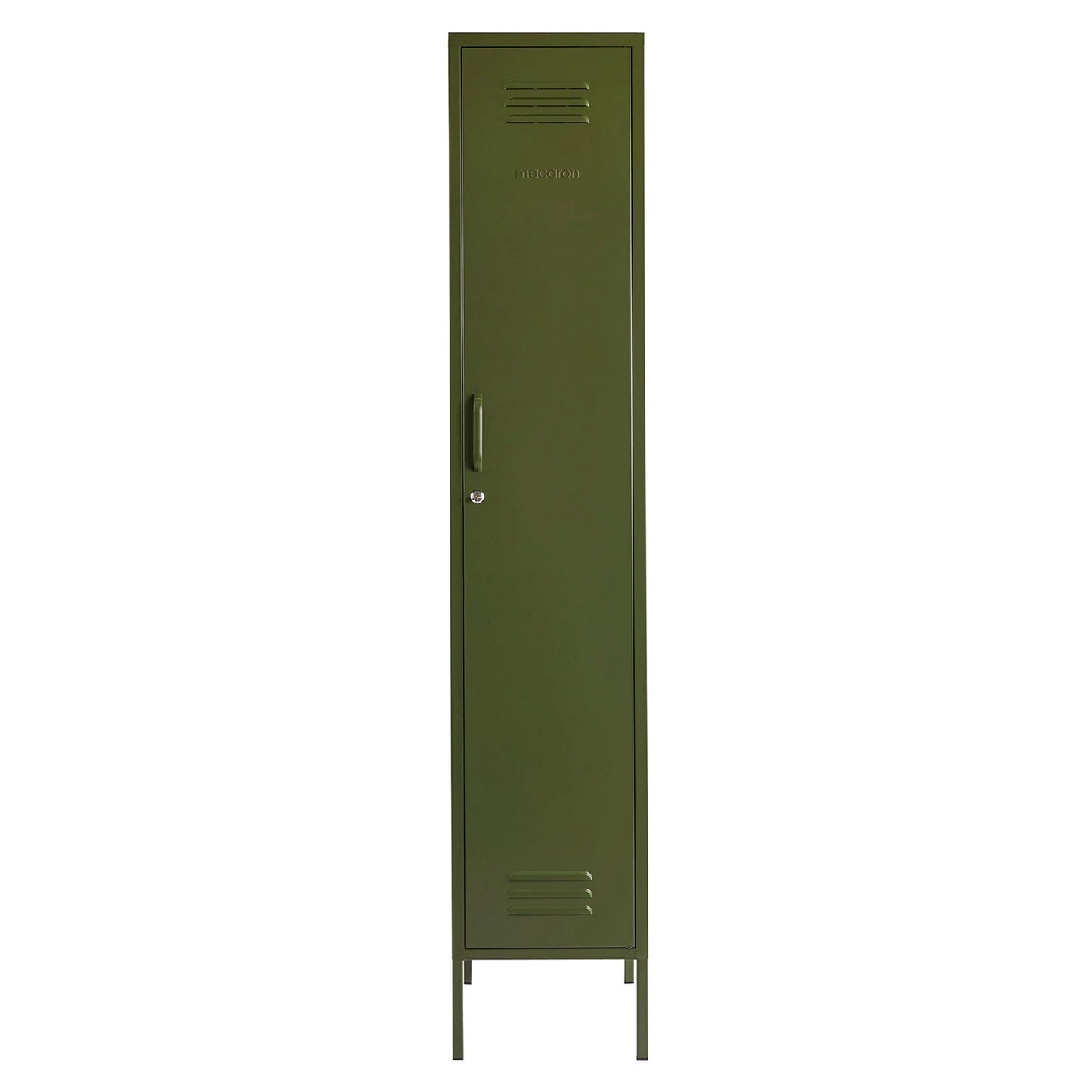 Steel Single Door Wardrobe Skinny Locker Storage Cabinet Cupboard - Olive Green