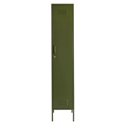 Steel Single Door Wardrobe Skinny Locker Storage Cabinet Cupboard - Olive Green
