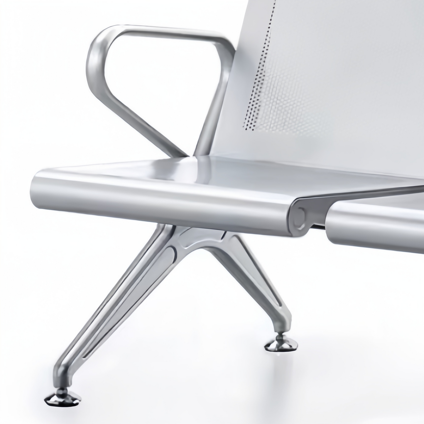 Steel Chrome Heavy Duty 3 Seater Waiting Area Reception Chairs - Shiny Silver