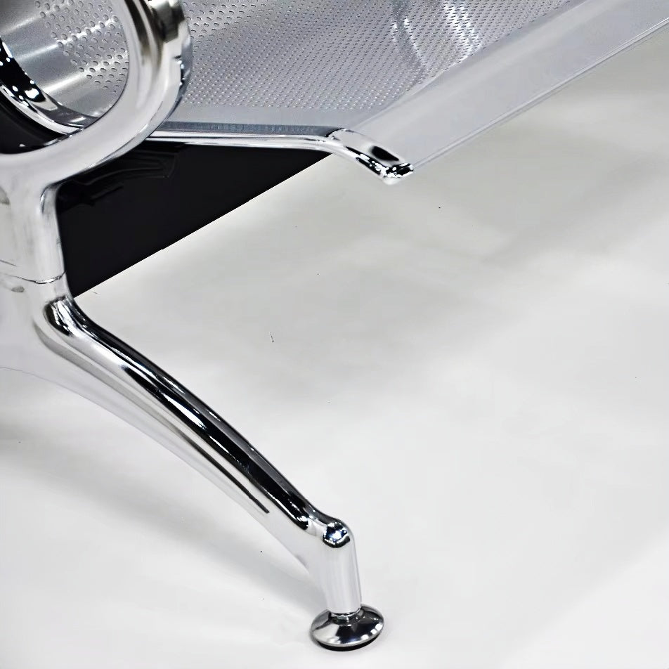 Steel Chrome 4 Seater Waiting Area Reception Chairs - Shiny Silver