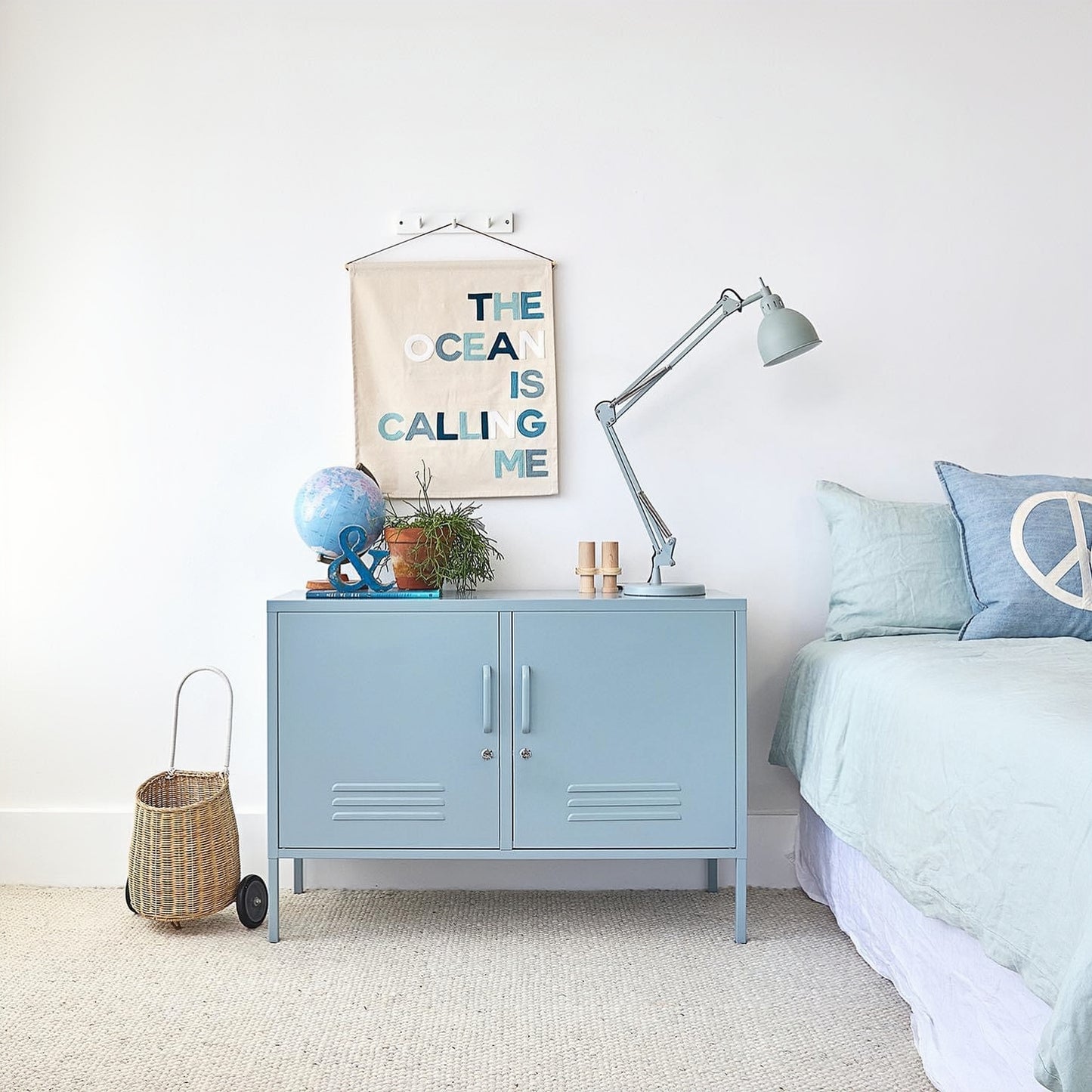 Steel Swing Door TV Stand Locker Lowdown Storage Cabinet Cupboard - Ocean Blue