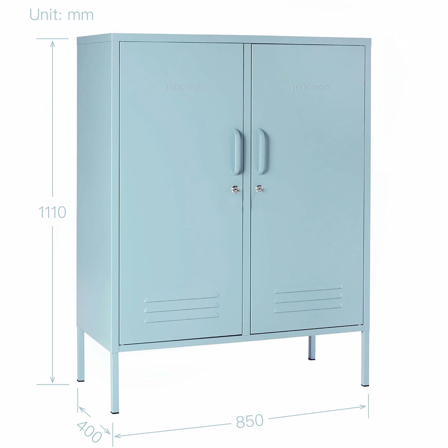 Steel Swing Door Sideboard Midi Locker Storage Cabinet Cupboard - Ocean Blue