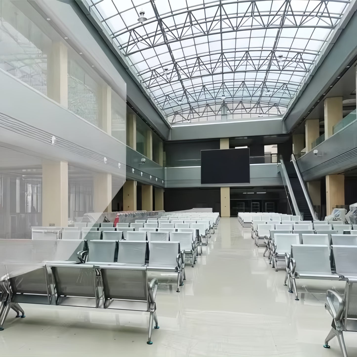 Steel Chrome Heavy Duty 3 Seater Waiting Area Reception Chairs - Shiny Silver