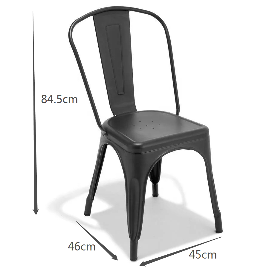Steel Kitchen Dining Chair Patio Chair Set - Matte Black (4 Piece/Set)