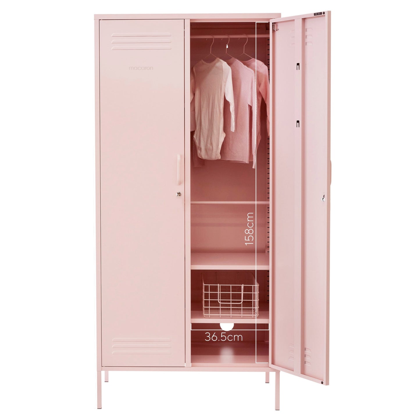 Steel Swing Door Wardrobe Twinny Locker Storage Cabinet Cupboard - Peach Pink