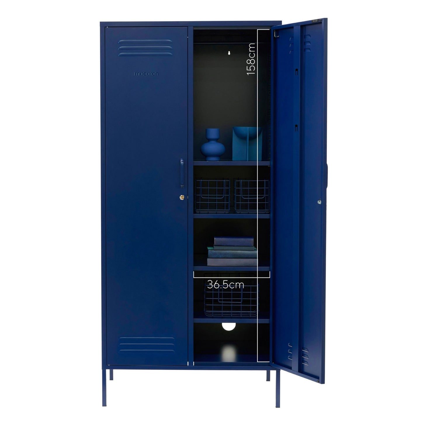 Steel Swing Door Wardrobe Twinny Locker Storage Cabinet Cupboard - Navy Blue