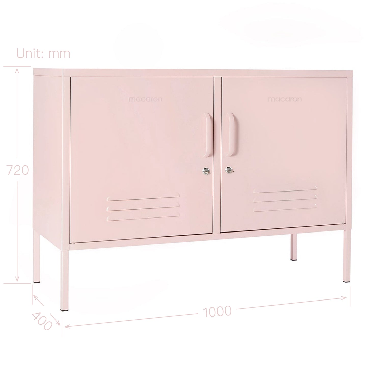 Steel Swing Door TV Stand Locker Lowdown Storage Cabinet Cupboard - Peach Pink