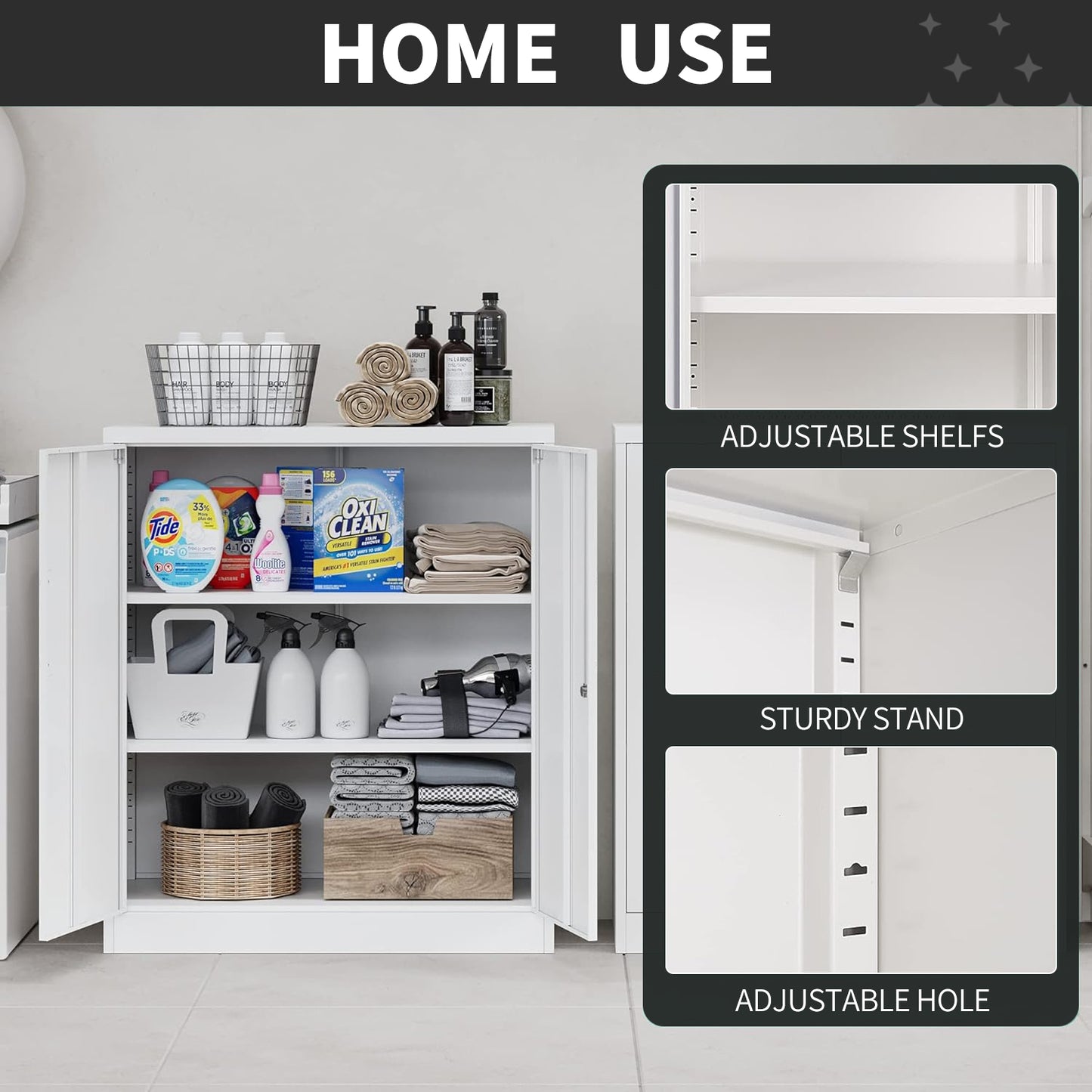 Steel Swing Door Small Size Filing Cabinet Storage Cupboard Locker - Light Grey