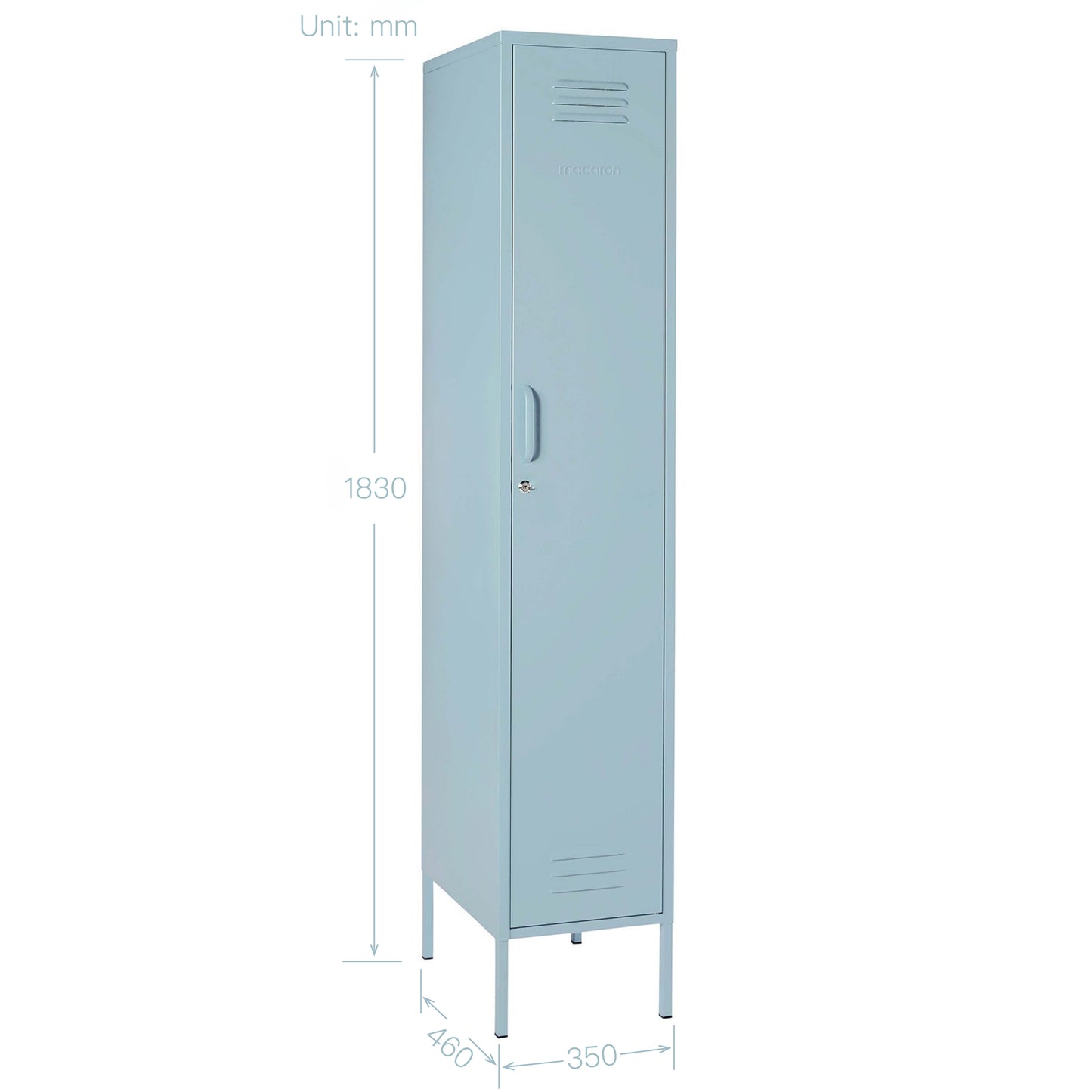 Steel Single Door Wardrobe Skinny Locker Storage Cabinet Cupboard - Ocean Blue