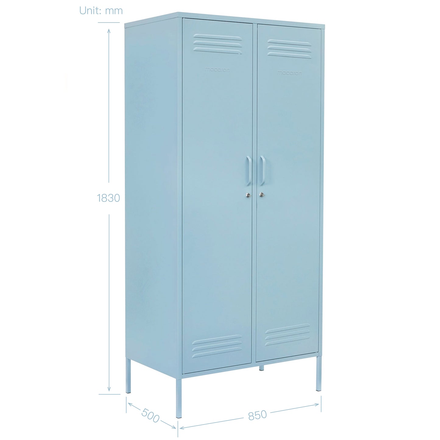 Steel Swing Door Wardrobe Twinny Locker Storage Cabinet Cupboard - Ocean Blue