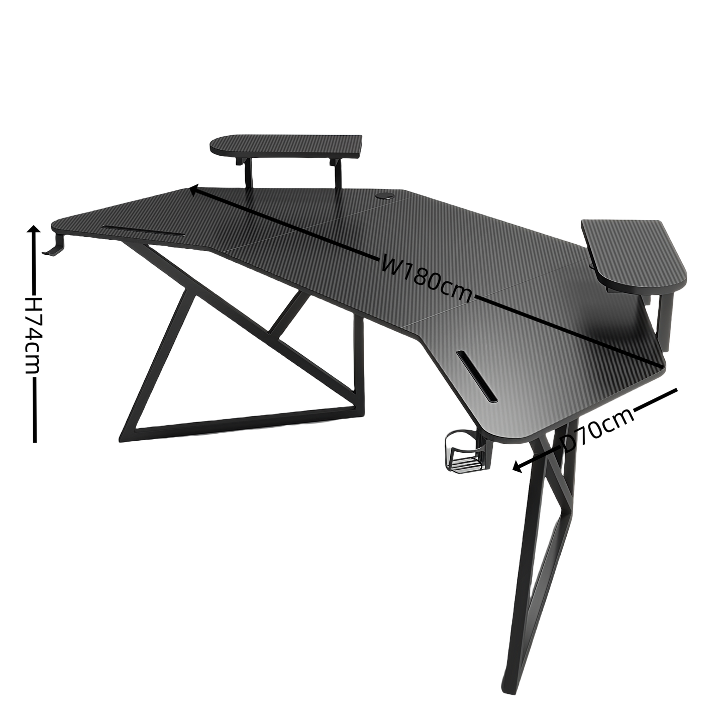 ERGONOMIC Gaming/Office Desk,180cm Wing-Shaped Home Cuputer Table - Black