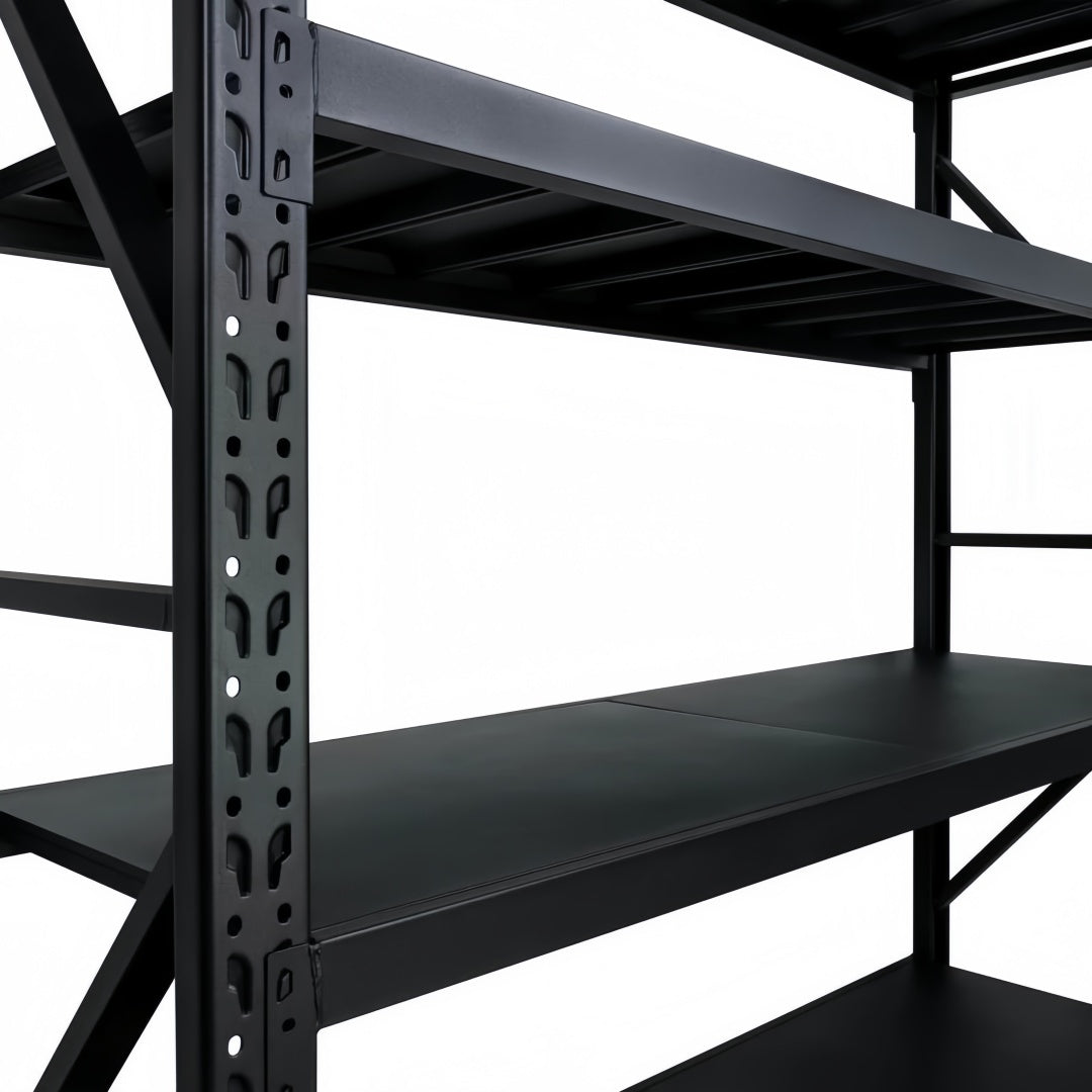 Steel 250kg Heavy Duty 4 Shelf Industrial Shelving Adjustable Storage Racks - Matte Black