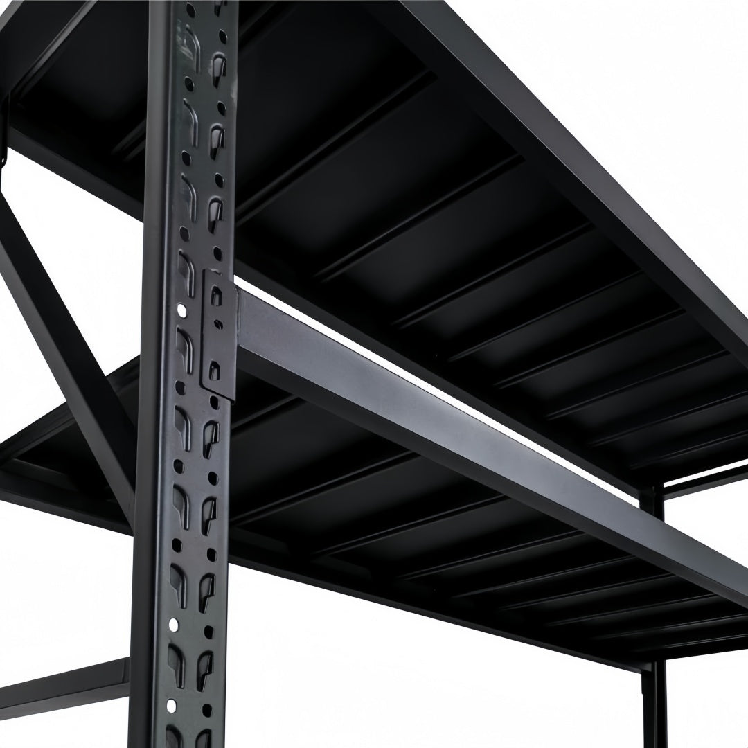 Steel 250kg Heavy Duty 4 Shelf Industrial Shelving Adjustable Storage Racks - Matte Black