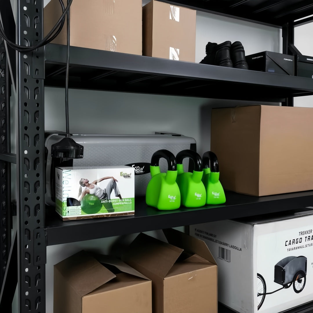 Steel 250kg Heavy Duty 4 Shelf Industrial Shelving Adjustable Storage Racks - Matte Black