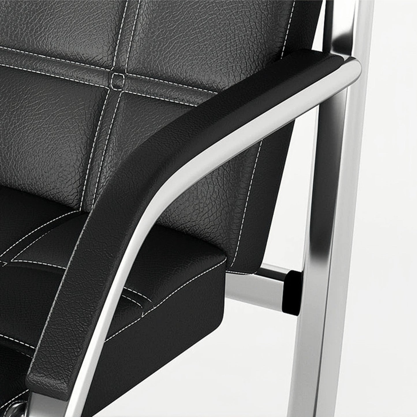 Steel Chrome Waiting Area Reception Sofa Office/Home Couch Suite - Black