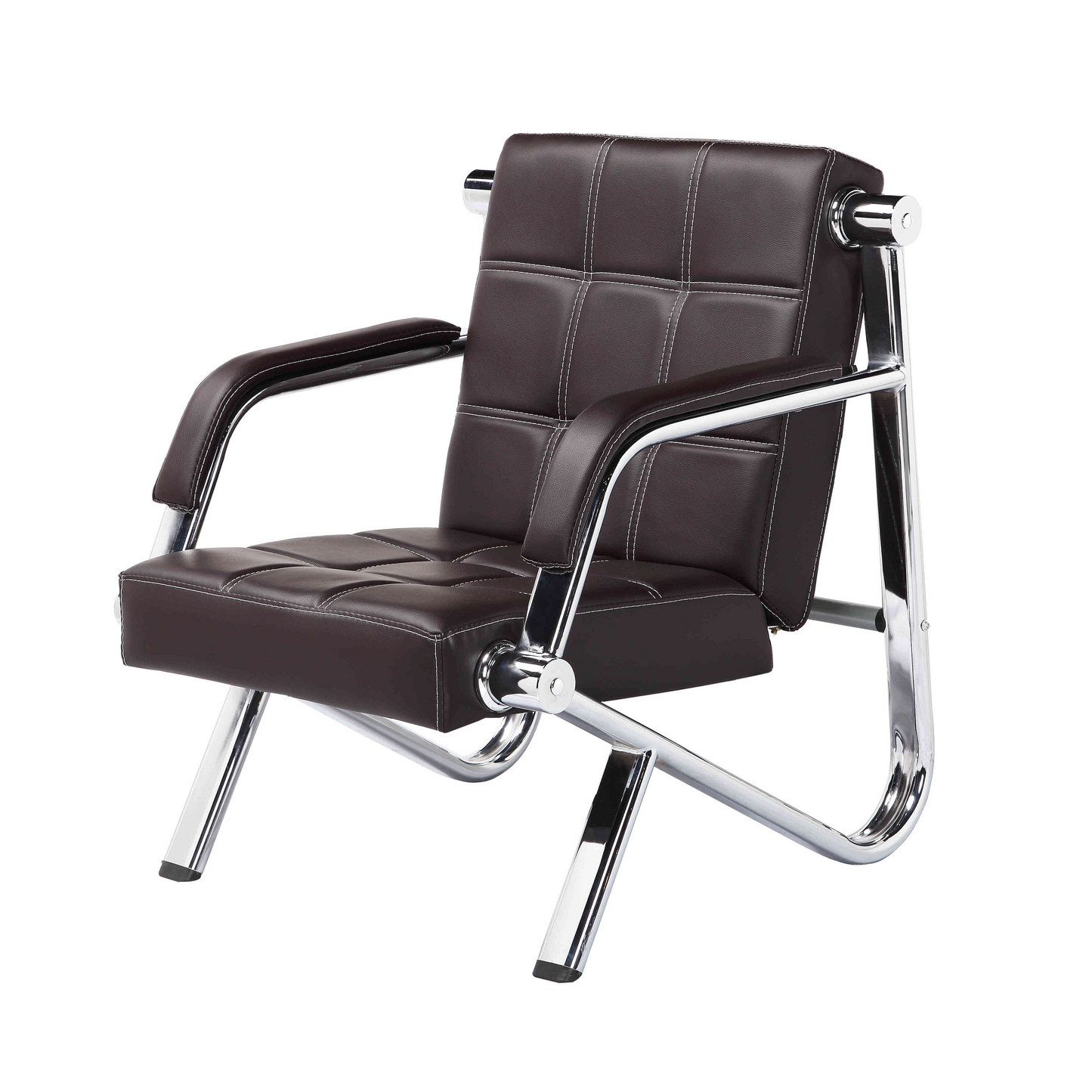 Steel Chrome Waiting Area Reception Sofa Office/Home Couch Suite - Brown