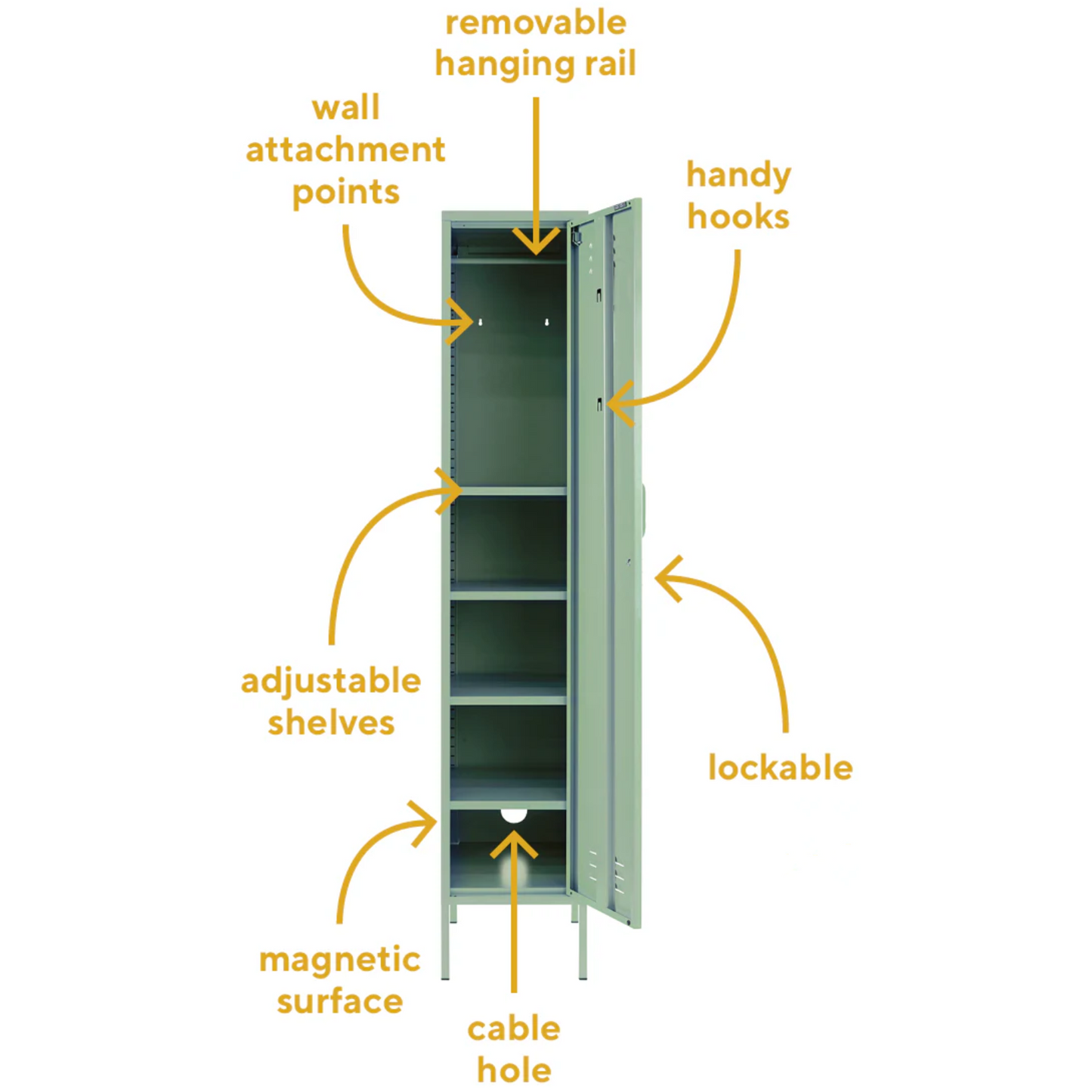 Steel Single Door Wardrobe Skinny Locker Storage Cabinet Cupboard - Matcha Green