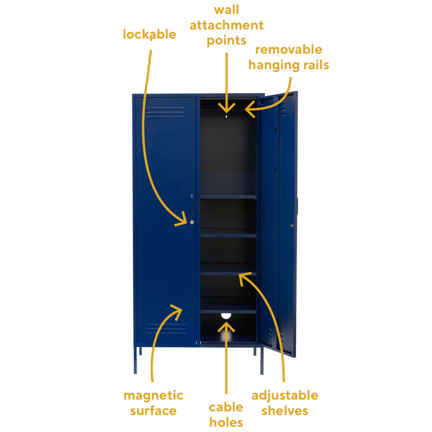 Steel Swing Door Wardrobe Twinny Locker Storage Cabinet Cupboard - Navy Blue