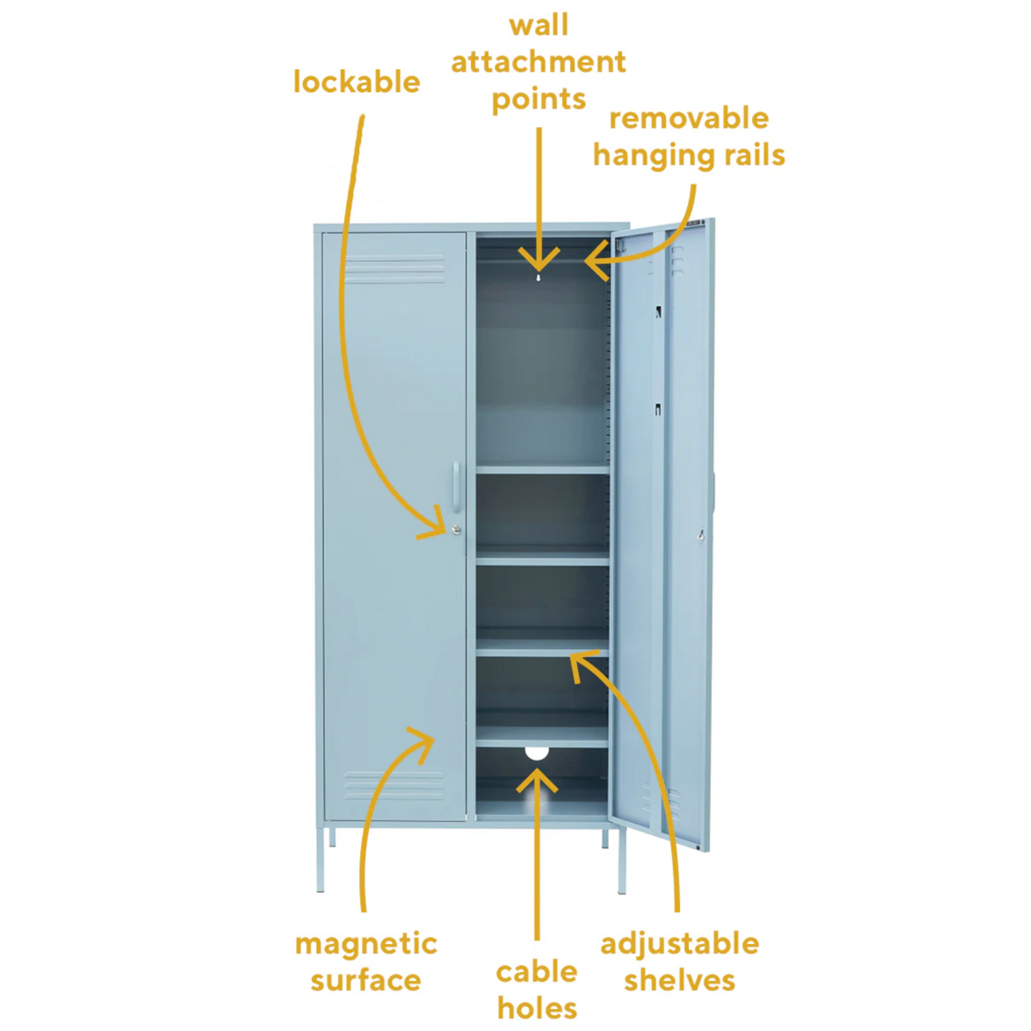 Steel Swing Door Wardrobe Twinny Locker Storage Cabinet Cupboard - Ocean Blue