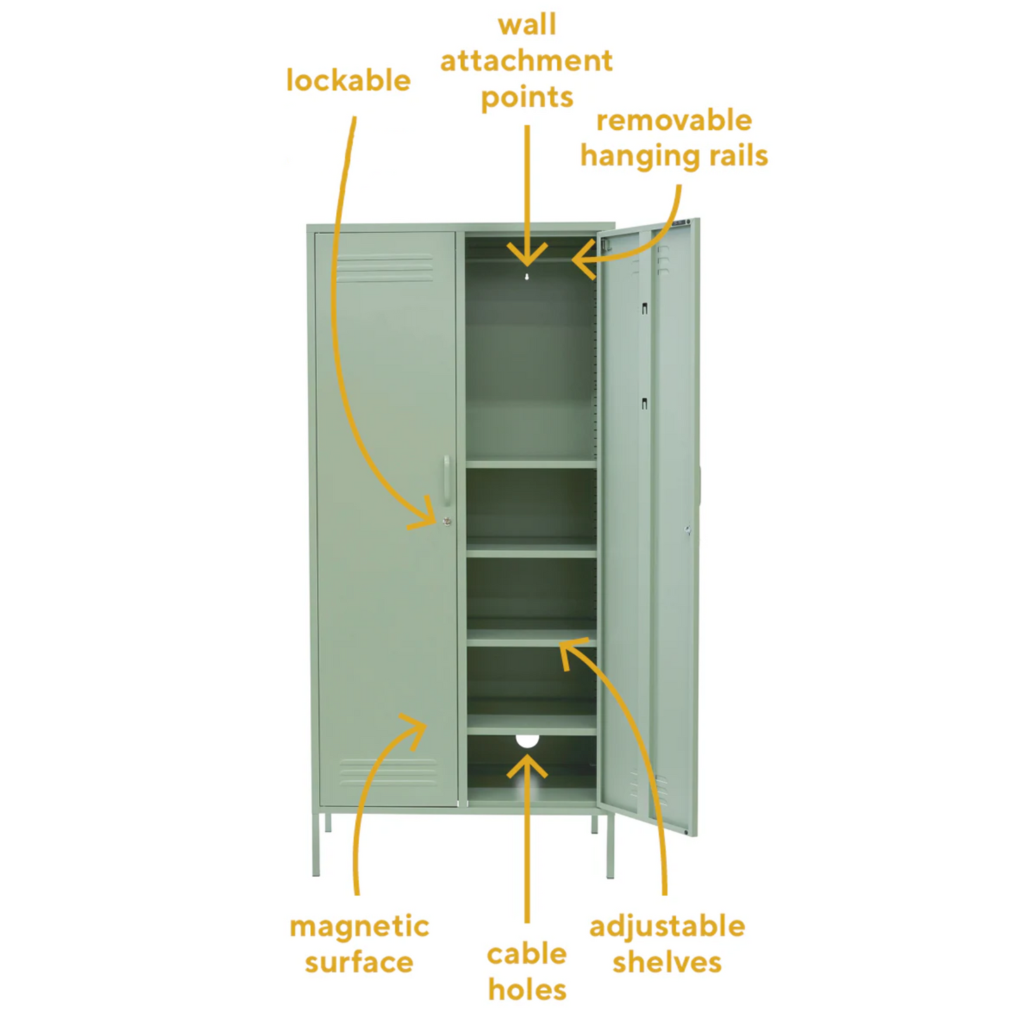 Steel Swing Door Wardrobe Twinny Locker Storage Cabinet Cupboard - Matcha Green