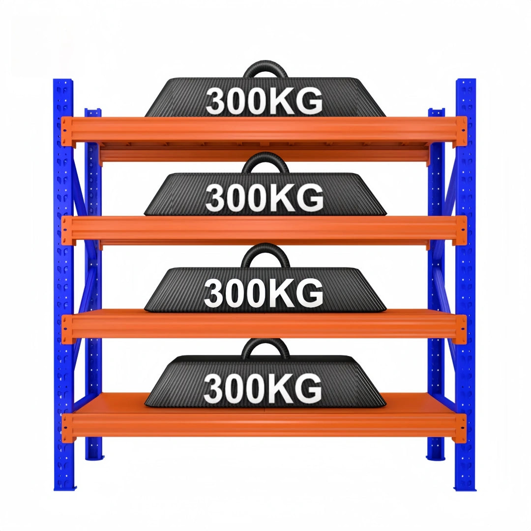 Steel Heavy Duty 4 Shelf Industrial Shelving Adjustable Storage Racks - Orange and Blue