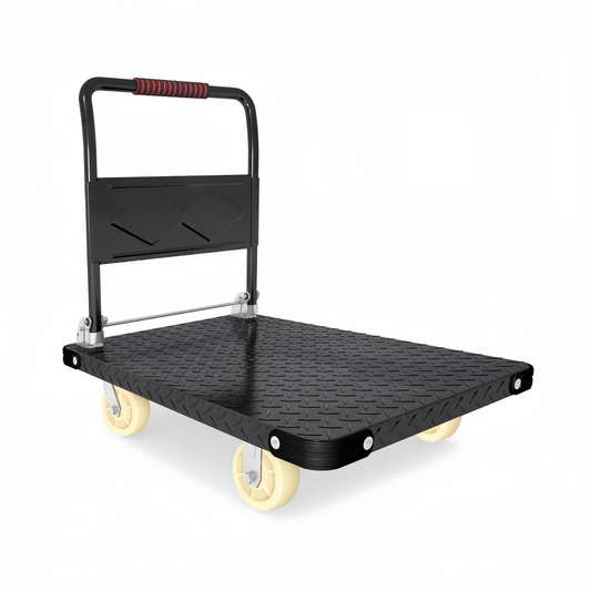 Steel Heavy Duty Foldable Trolley 125cm Platform Truck Cart Hand Push Cart - Black