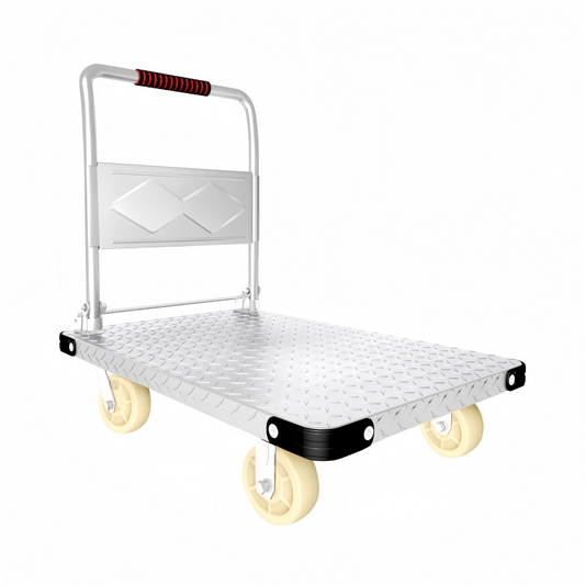 Steel Heavy Duty Foldable Trolley 125cm Platform Truck Cart Hand Push Cart - Silver