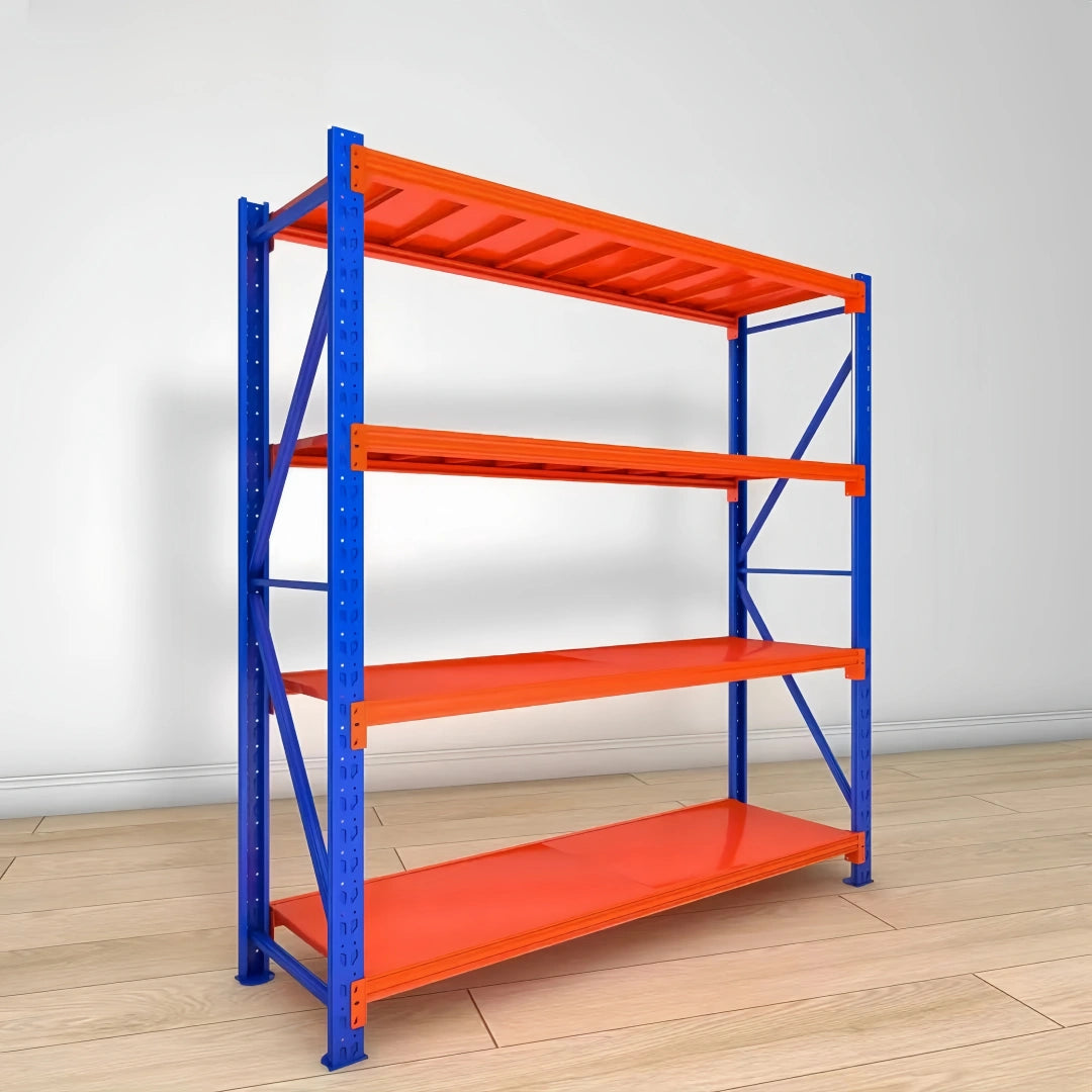 Steel Heavy Duty 4 Shelf Industrial Shelving Adjustable Storage Racks - Orange and Blue