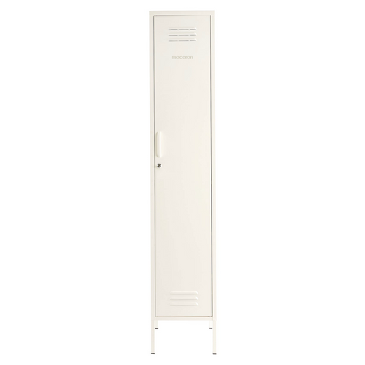 Steel Single Door Wardrobe Skinny Locker Storage Cabinet Cupboard - White