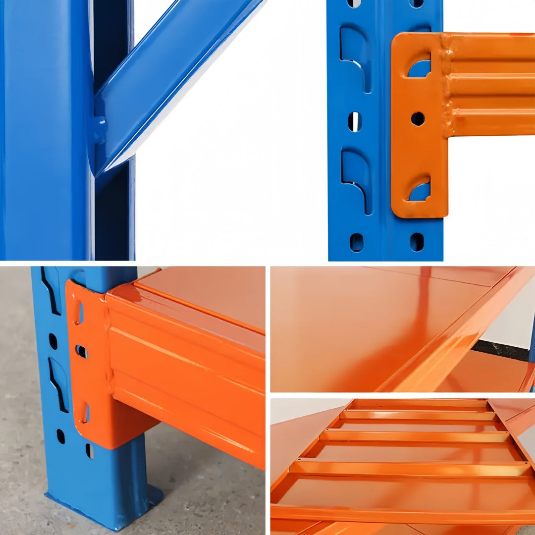 Steel Heavy Duty 4 Shelf Industrial Shelving Adjustable Storage Racks - Orange and Blue