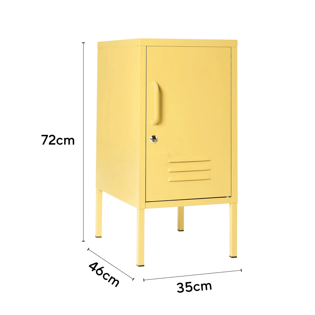 Steel Bedside Pedestal Metal Locker Adjustable Shelves Storage Cabinet - Butter Yellow