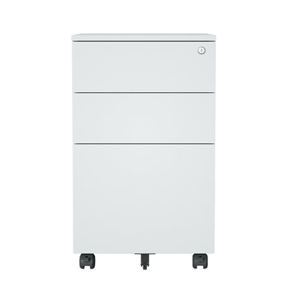 Steel 3 Drawer Mobile Pedestal Filing Cabinet Side-pull Handle With Lock