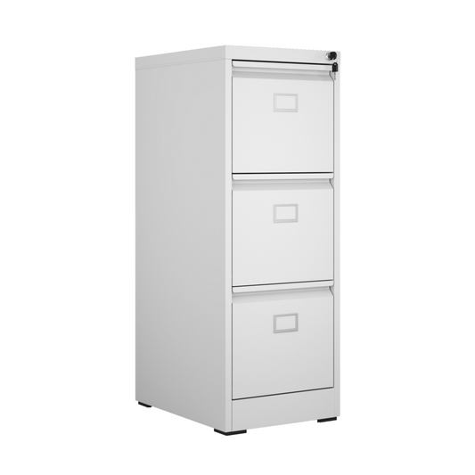 Steel Big Size Vertical 3 Drawer Filing Cabinet Cupboard Locker Swan Handle With Card Slots