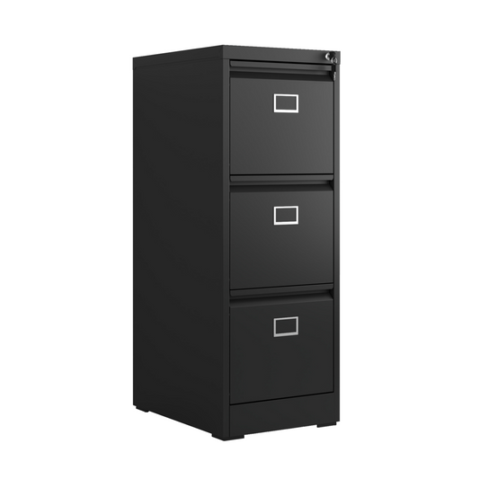 Steel Big Size Vertical 3 Drawer Filing Cabinet Cupboard Locker Swan Handle With Card Slots
