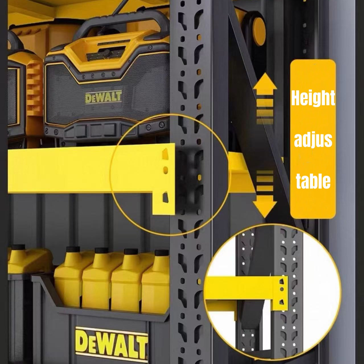 Steel 250kg Heavy Duty 4 Shelf Industrial Shelving Adjustable Storage Racks - Yellow and Black