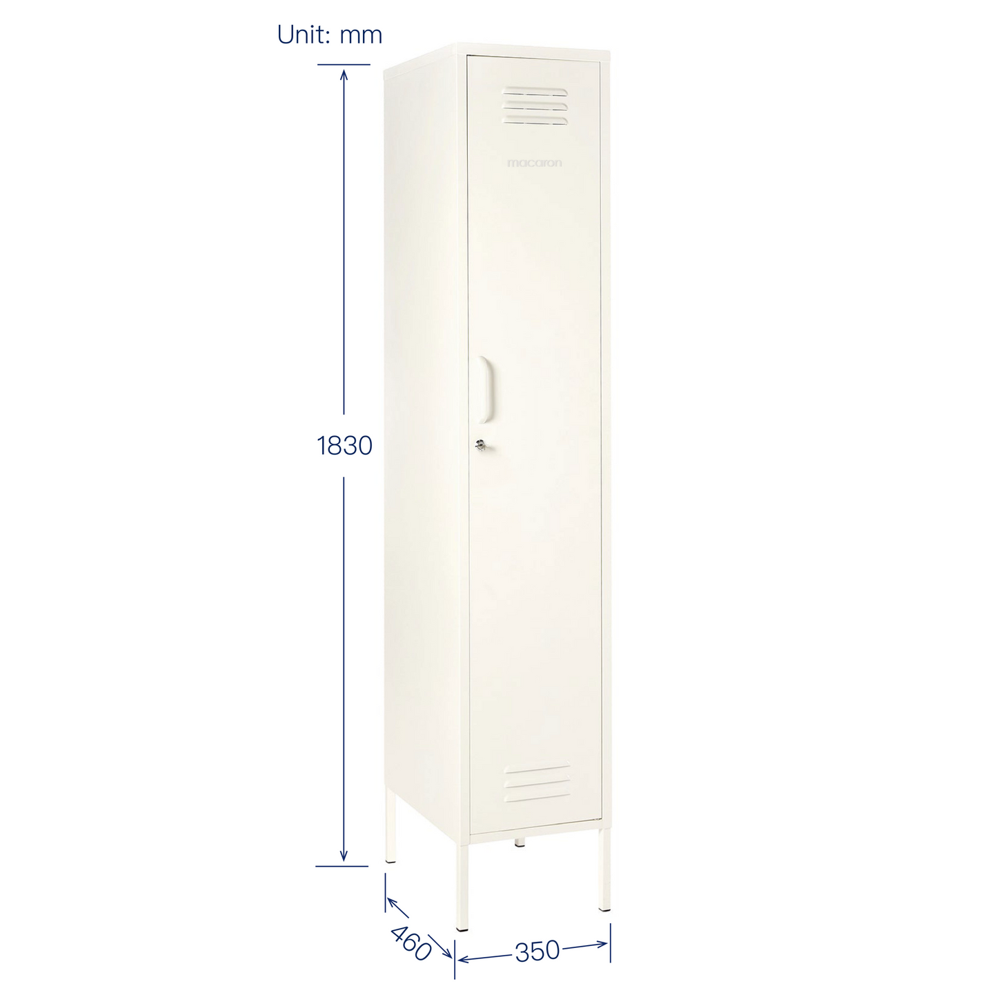 Steel Skinny Wardrobe Metal Locker Adjustable Shelves Storage Cabinet - White