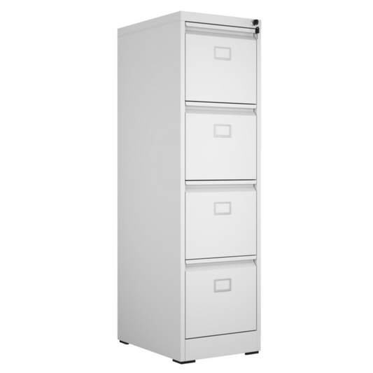 Steel Big Size Vertical 4 Drawer Filing Cabinet Cupboard Locker Swan Handle With Card Slots