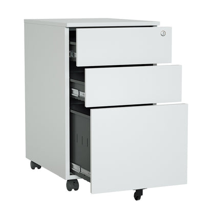 Steel 3 Drawer Mobile Pedestal Filing Cabinet Side-pull Handle With Lock